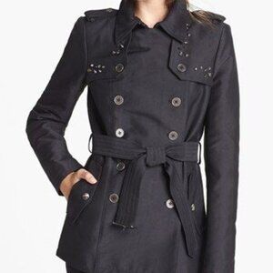 NEW SAM EDELMAN DEBBIE TRENCH COAT IN Black SIZE LARGE